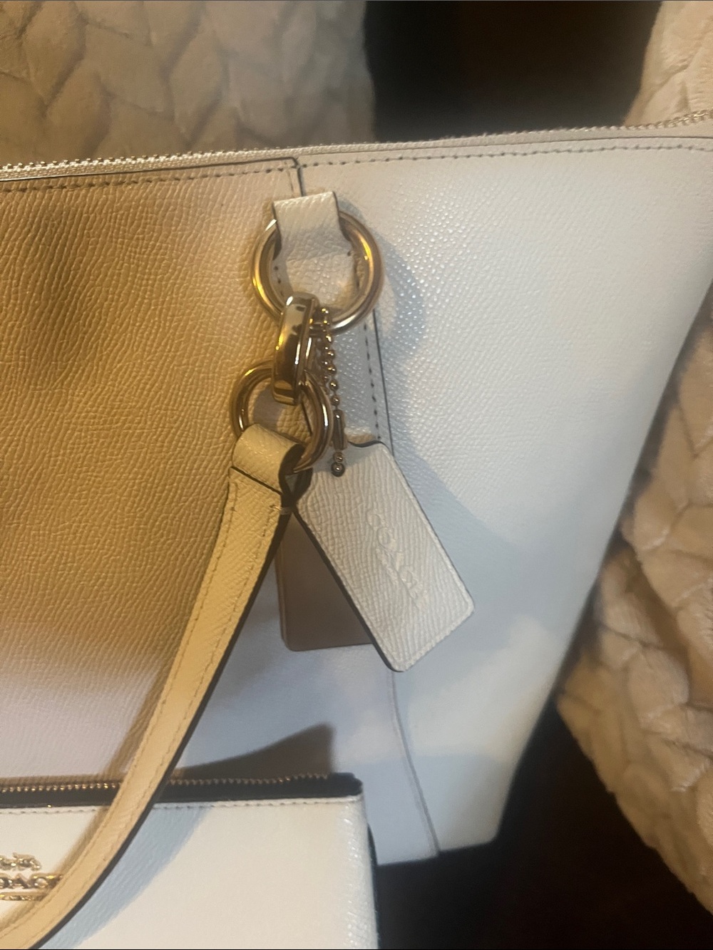 Coach Ava Cream Leather Tote with Matching Wristlet Classic Quiet Luxury Elegant - Picture 4 of 9